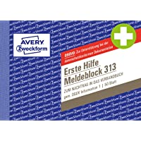 Avery Zweckform 313 Primeros Auxilios melde bloque (A6 horizontal- 50 Originale) 50 hojas)- color blanco